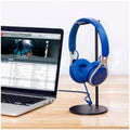 Headphone Stand Headset Holder Earphone Stand with Aluminum Supporting Bar Flexible Headrest ABS Solid Base for All Headphones Size (Round) - 4