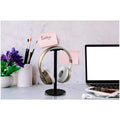 Headphone Stand Headset Holder Earphone Stand with Aluminum Supporting Bar Flexible Headrest ABS Solid Base for All Headphones Size (Round black) - 2
