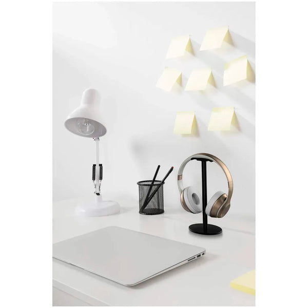 Headphone Stand Headset Holder Earphone Stand with Aluminum Supporting Bar Flexible Headrest ABS Solid Base for All Headphones Size (Round black) - 6