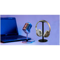 Headphone Stand Headset Holder Earphone Stand with Aluminum Supporting Bar Flexible Headrest ABS Solid Base for All Headphones Size (Round black) - 7