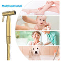 Brass Gold Health Faucet, Heavy Commode Shower, Bidget Golden Faucet with Metal 1.4 Meter Hose Bathroom Complete Set Jet Spray - 2