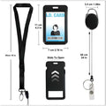 3 in 1 Id Card Holder Badge Holder with Lanyard and Retractable Wire Reel Carabiner for Company Corporate Hospitals Doctors Proximity Key Card Holder Visitors Pass - 3
