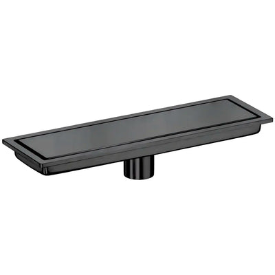 Black Floor Drain, 24 x 4 Inches, Stainless Steel, Brushed Finish, Tile Insert, Cockroach Trap, 60 Cm Center Hole