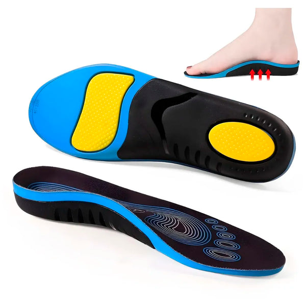Insoles for Flat Feet Plantar Fasciitis for Men & Women – Arch Support Orthotic Gel Insoles with Shock Absorption, Achilles Tendonitis, Heel Spur & Foot Pain Relief – Blue & Black - 35- 38 Euro Size (39-42 Euro)