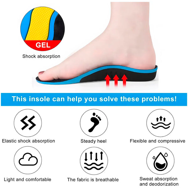 Insoles for Flat Feet Plantar Fasciitis for Men & Women – Arch Support Orthotic Gel Insoles with Shock Absorption, Achilles Tendonitis, Heel Spur & Foot Pain Relief – Blue & Black - 35- 38 Euro Size (39-42 Euro) - 4