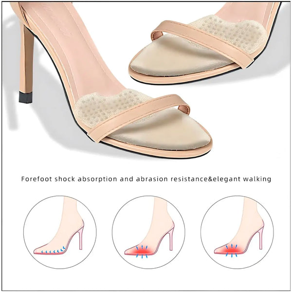 Ball of Foot Cushions for Women, High Heel Metatarsal Pads, All Day Comfort Heel Inserts, Foot Pads for Balls of Feet, One Size Fits All - Beige – 10 cm x 7cm - 2