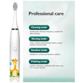 Bioline Kids Children Electric Automatic Toothbrush Kit With 6 Brushes,4 Modes Of Cleaning Giraffe White Cartoon Animals Tooth Cleaner Set Oral Care Electric Toothbrush Tools For Age3-15Years,1Piece - 2