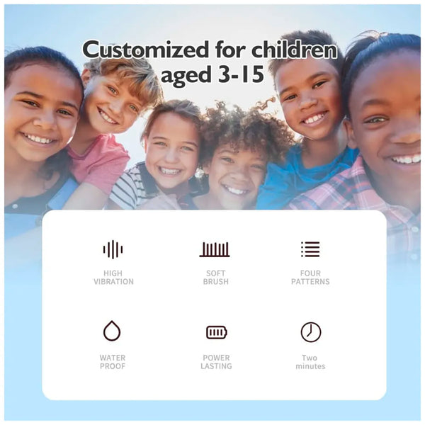 Bioline Kids Children Electric Automatic Toothbrush Kit With 6 Brushes,4 Modes Of Cleaning Giraffe White Cartoon Animals Tooth Cleaner Set Oral Care Electric Toothbrush Tools For Age3-15Years,1Piece - 4