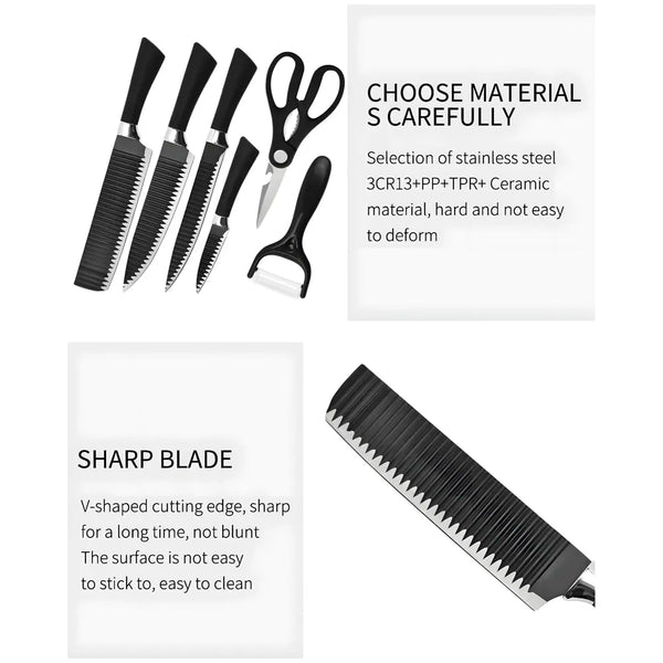 6 Pcs Knife Japanese Knife with Groove Pattern Chef Knife High Carbon Stainless Steel Laser Knives Kitchen with Box - 2