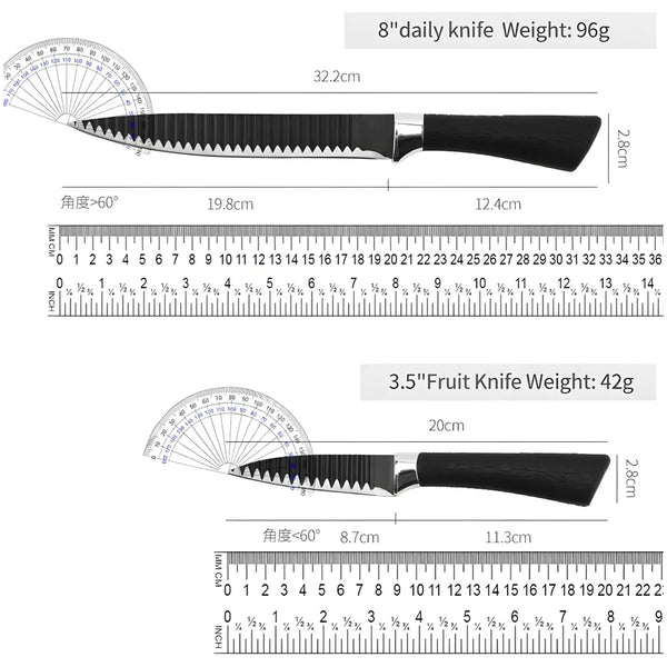 6 Pcs Knife Japanese Knife with Groove Pattern Chef Knife High Carbon Stainless Steel Laser Knives Kitchen with Box - 5