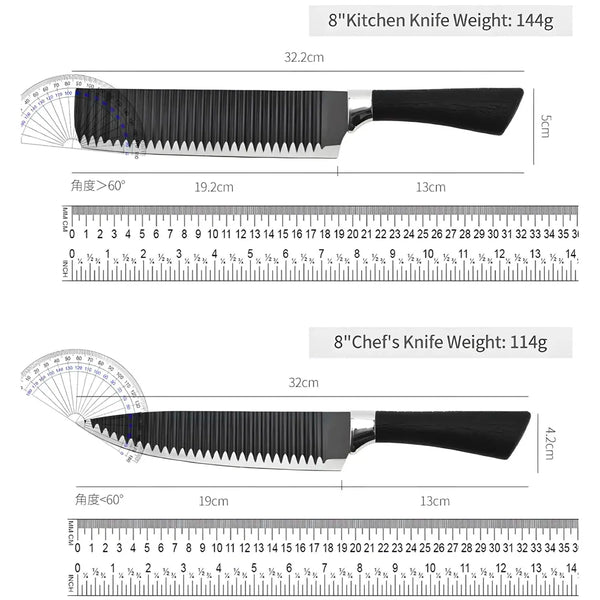 6 Pcs Knife Japanese Knife with Groove Pattern Chef Knife High Carbon Stainless Steel Laser Knives Kitchen with Box - 6