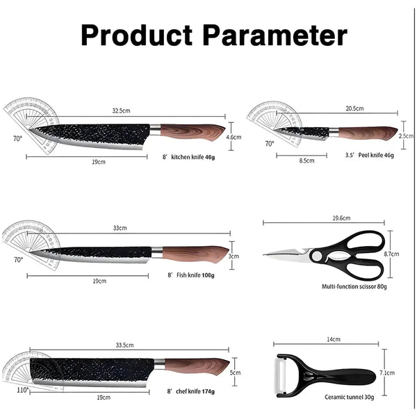 6 Pcs Knife Japanese Knife with Damascus Pattern ~ Shimura Collection ~ Chef Knife High Carbon Stainless Steel Laser Knives Kitchen with Box - 4