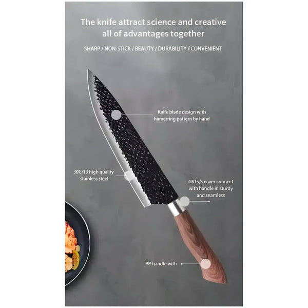 6 Pcs Knife Japanese Knife with Damascus Pattern ~ Shimura Collection ~ Chef Knife High Carbon Stainless Steel Laser Knives Kitchen with Box - 5
