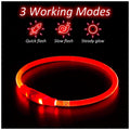 LED Dog Collar, USB Rechargeable LED Optical Fibre Collar Flashing Dog Collar DIY Light Up Necklaces Ensuring Safety for Night Walking 70-20 Cm (Red) - 2