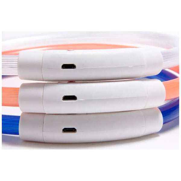 LED Dog Collar, USB Rechargeable LED Optical Fibre Collar Flashing Dog Collar DIY Light Up Necklaces Ensuring Safety for Night Walking 70-20 Cm (Red) - 8