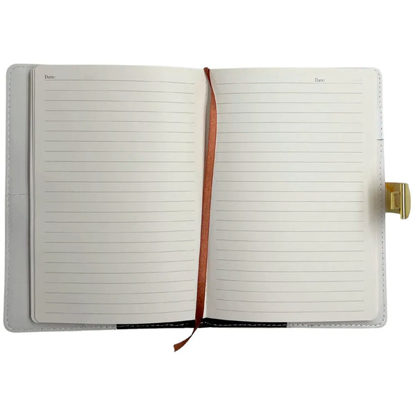 Lock Diary Notebook with Number Lock Combination PU Leather Marble Onyx Design Cover 22x15 cm, 230 Pages - 3