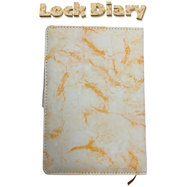 Lock Diary Notebook with Number Lock Combination PU Leather Marble Onyx Design Cover 22x15 cm, 230 Pages - 4