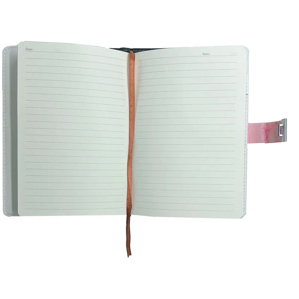 Lock Diary Notebook with Number Lock Combination PU Leather Pink Marble Design Cover 22x15 cm, 230 Pages - 2