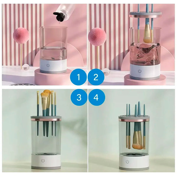 LIMEGIRL Makeup Brush Cleaner Machine, Automatic Electric Makeup Brush Cleaner, Automatic Spinning Makeup Brush Cleaner USB Powered Cosmetic device Cup - 3