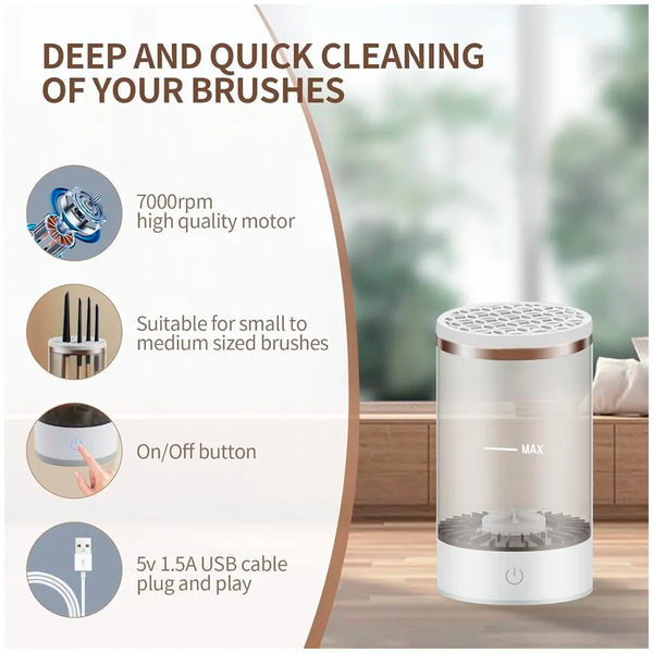 LIMEGIRL Makeup Brush Cleaner Machine, Automatic Electric Makeup Brush Cleaner, Automatic Spinning Makeup Brush Cleaner USB Powered Cosmetic device Cup - 4
