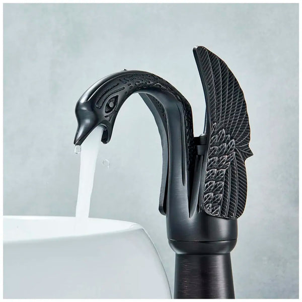 Black Swan Basin Tap Faucet Mixer for Bathroom Toilet Wash Basins Hot and Cold Water 12 Inches Height Matt Black Colour - 7
