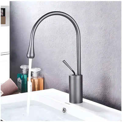 Dark Grey Drop Mixer Hot and Cold Basin Tap Faucet Vessel Mount 38 Cm Sink Mixer Dark Grey Colour Body for Basin Tap Faucet Bathroom Kitchen 38 Cm Height