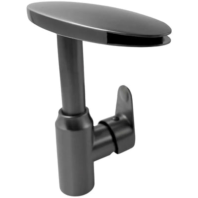 AQUAKART Waterfall Dark Grey Faucet Tap Mixer Hot and Cold Heavy Single Lever Basin Mixer 360 Degree Rotating Spout and Ceramic Cartridge for Bathroom Wash Basins 20 CM X 17 CM