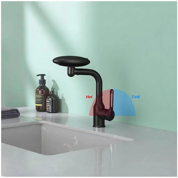 4 in 1 Black Faucet Tap Mixer Hot and Cold Water Twist to Chnage Water Flow for Bathroom Wash Basins Swivel 360, Black - 10.4 inch x 6.9 inch - 5