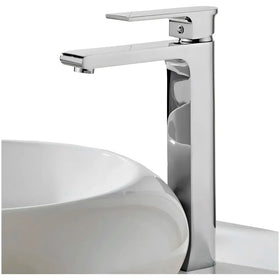 Silver Basin Tap Faucet Mixer Chrome Square for Bathroom Toilet Wash Basins Hot and Cold Water, 12 Inches Height