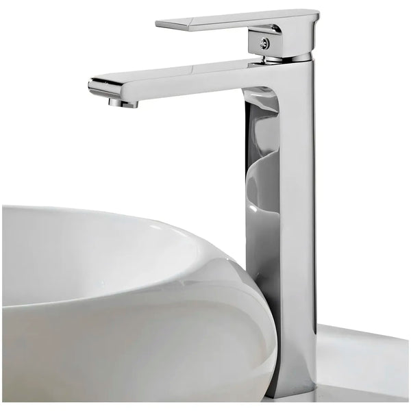 Silver Basin Tap Faucet Mixer Chrome Square for Bathroom Toilet Wash Basins Hot and Cold Water, 12 Inches Height