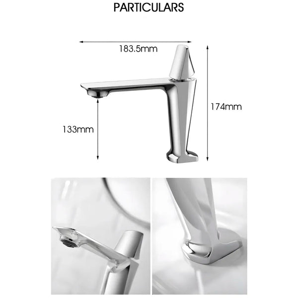 Rose Gold Faucet Tap Mixer Hot and Cold Water Heavy Single Lever Basin Mixer with Ceramic Cartridge for Bathroom Wash Basins - 17.4 Cm x 18.3 Cm - 4