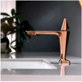 Rose Gold Faucet Tap Mixer Hot and Cold Water Heavy Single Lever Basin Mixer with Ceramic Cartridge for Bathroom Wash Basins - 17.4 Cm x 18.3 Cm - 8