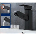 Pull-Out Black Faucet Single Lever Basin Mixer Hot and Cold for Bathroom Toilets Wash Basins Small Black, SS Material, 7 Inches Height Vessel Mounted - 6 Inches Height - 2