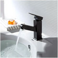Pull-Out Black Faucet Single Lever Basin Mixer Hot and Cold for Bathroom Toilets Wash Basins Small Black, SS Material, 7 Inches Height Vessel Mounted - 6 Inches Height - 4
