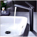 Tall Black Faucet Tap Mixer Hot and Cold Water Heavy Single Lever Basin Mixer with Ceramic Cartridge for Bathroom Wash Basins - 30 Cm x 20 Cm Black - 2