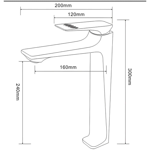 Tall Black Faucet Tap Mixer Hot and Cold Water Heavy Single Lever Basin Mixer with Ceramic Cartridge for Bathroom Wash Basins - 30 Cm x 20 Cm Black - 4