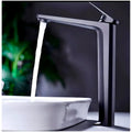 Tall Black Faucet Tap Mixer Hot and Cold Water Heavy Single Lever Basin Mixer with Ceramic Cartridge for Bathroom Wash Basins - 30 Cm x 20 Cm Black - 7
