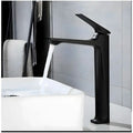Tall Black Faucet Tap Mixer Hot and Cold Water Heavy Single Lever Basin Mixer with Ceramic Cartridge for Bathroom Wash Basins - 30 Cm x 20 Cm Black - 9