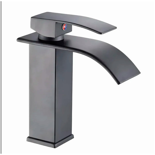 AQUAKART Dark Grey Small Waterfall Faucet Waterfall Single Lever Basin Mixer Waterfall Short Black, SS Material, for Bathroom Washbasins Toilets 7 Inches Height. - 8