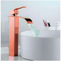 Rose Gold Tall Waterfall Faucet Waterfall Single Lever Basin Mixer Rosegold Waterfall Tall, SS Material, 12 Inches Height Rosey