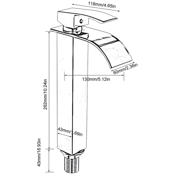 Rose Gold Tall Waterfall Faucet Waterfall Single Lever Basin Mixer Rosegold Waterfall Tall, SS Material, 12 Inches Height Rosey - 3