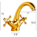 Gold Faucet Tap Mixer Hot and Cold Water Traditional Collection Zinc Heavy Knob Basin Mixer 6 inches with Connector Pipes and Ceramic Cartridge - 4