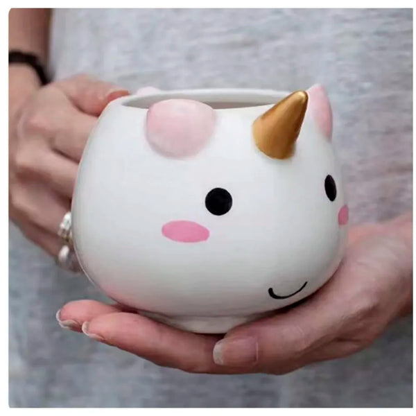 3D Creative Art ceramic Coffee Mug Cup with Unicorn Handle - White, Multicolour - 4
