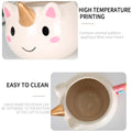 3D Creative Art ceramic Coffee Mug Cup with Unicorn Handle - White, Multicolour - 7