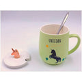 Unicorn Mug Cup 3D Design 350 ML with Lid and Spoon (Green) - 3