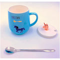 Unicorn Mug Cup 3D Design 350 ML with Lid and Spoon (Blue) - 3