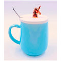 Unicorn Mug Cup 3D Design 350 ML with Lid and Spoon (Blue) - 6