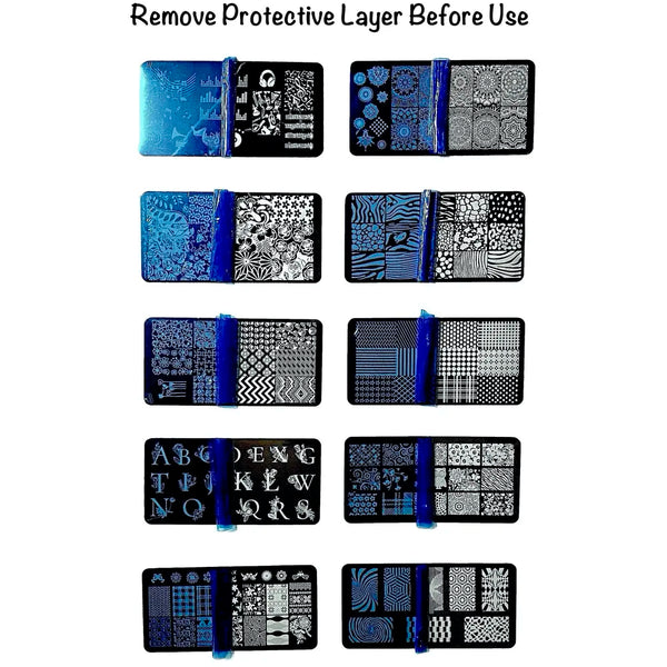 Nail Art Kit 4 Pcs Plates With Stamper And Scraper Complete Set For Beginners. - 5