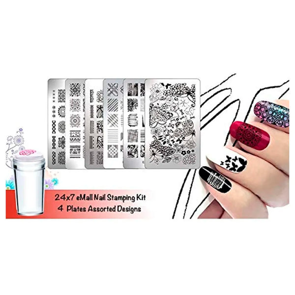 Nail Art Kit 4 Pcs Plates With Stamper And Scraper Complete Set For Beginners. - 7