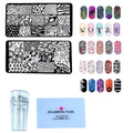 2 pcs Nail Art Stamping Plates With Stamper And Scrapper For Nail Art 12 x 6 Cm (Random Designs)
